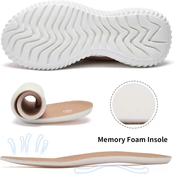 Womens Walking Shoes  Slip On Tennis Running Shoes Memory Foam Lightweight Breathable Comfortable Sneakers for Athletic Workout Gym NursingTan