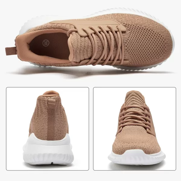 Womens Walking Shoes  Slip On Tennis Running Shoes Memory Foam Lightweight Breathable Comfortable Sneakers for Athletic Workout Gym NursingTan