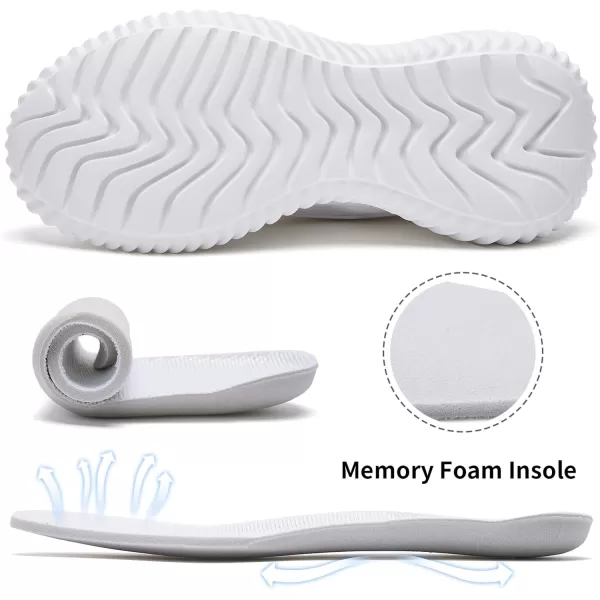 Womens Walking Shoes  Slip On Tennis Running Shoes Memory Foam Lightweight Breathable Comfortable Sneakers for Athletic Workout Gym NursingWhite