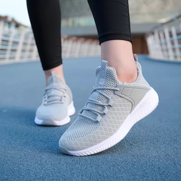 Womens Walking Tennis Shoes  Running Workout Shoes Gym Memory Foam Lightweight Mesh Training Shoes Grey Size 75