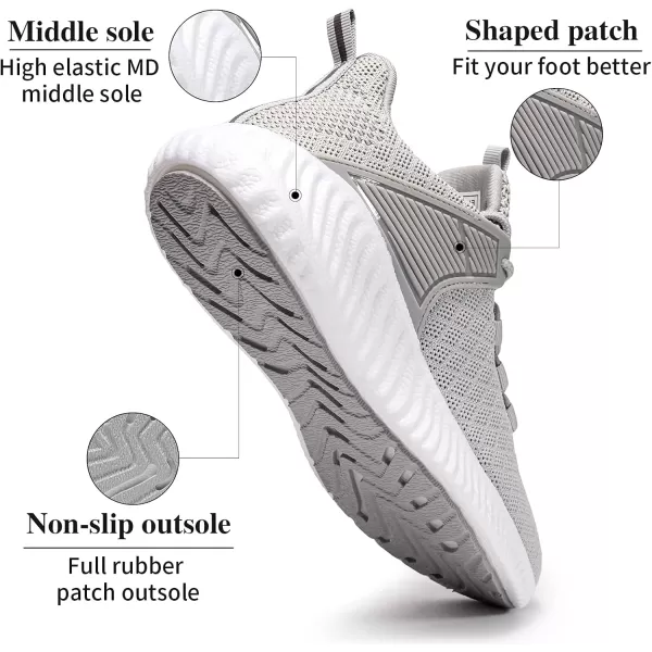 Womens Walking Tennis Shoes  Running Workout Shoes Gym Memory Foam Lightweight Mesh Training Shoes Grey Size 75