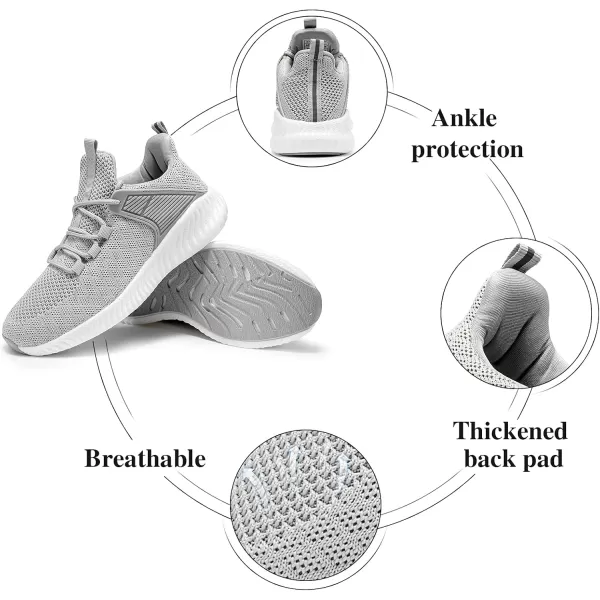 Womens Walking Tennis Shoes  Running Workout Shoes Gym Memory Foam Lightweight Mesh Training Shoes Grey Size 75