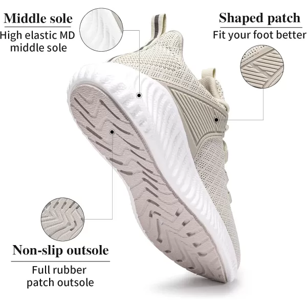 Womens Workout Walking Shoes  Womens Tennis Running Sneakers Non Slip Gym Jogging Mesh Breathable Comfortable Shoes Beige Size 85