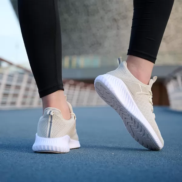 Womens Workout Walking Shoes  Womens Tennis Running Sneakers Non Slip Gym Jogging Mesh Breathable Comfortable Shoes Beige Size 85
