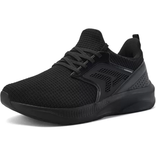 Mens White Sneaker Tennis Shoes  Slip On Running Shoes Memory Foam Lightweight Casual Walking Shoes for Athletic Workout GymAll Black