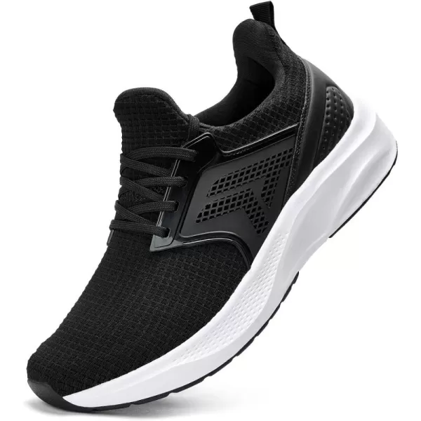 Mens White Sneaker Tennis Shoes  Slip On Running Shoes Memory Foam Lightweight Casual Walking Shoes for Athletic Workout GymBlack