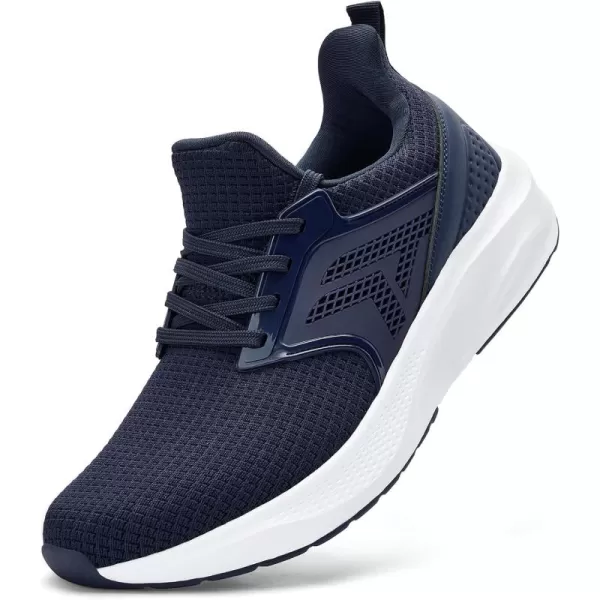 Mens White Sneaker Tennis Shoes  Slip On Running Shoes Memory Foam Lightweight Casual Walking Shoes for Athletic Workout GymBlue