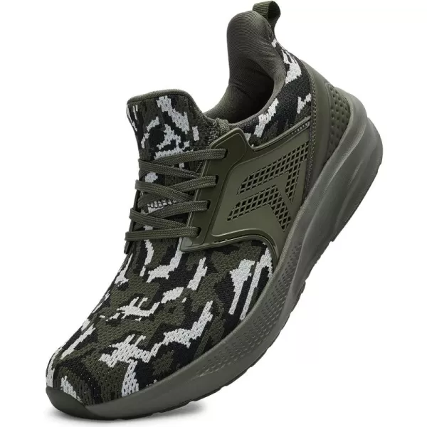 Mens White Sneaker Tennis Shoes  Slip On Running Shoes Memory Foam Lightweight Casual Walking Shoes for Athletic Workout GymCamouflage Green
