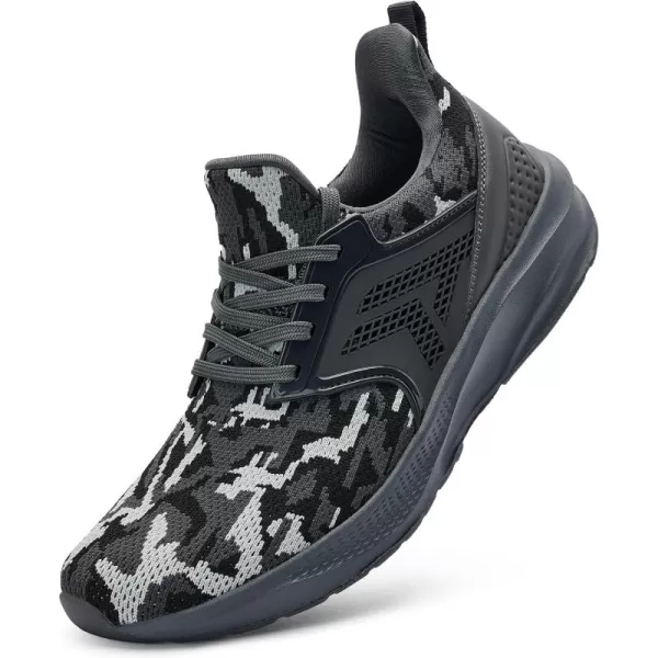Mens White Sneaker Tennis Shoes  Slip On Running Shoes Memory Foam Lightweight Casual Walking Shoes for Athletic Workout GymCamouflage Grey