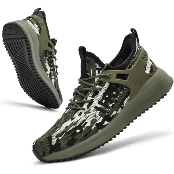 SDolphin Mens Running Shoes Sneakers  Tennis Workout Walking Gym Athletic Rubber Sole Breathable Comfortable Non Slip Fashion ShoesCamouflage Green