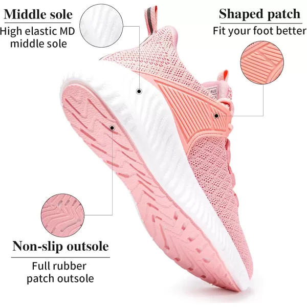 Running Shoes Womens  Ladies Workout Walking Sneakers Support Lightweight Breathable Walk Athletic Shoes Pink Size 75