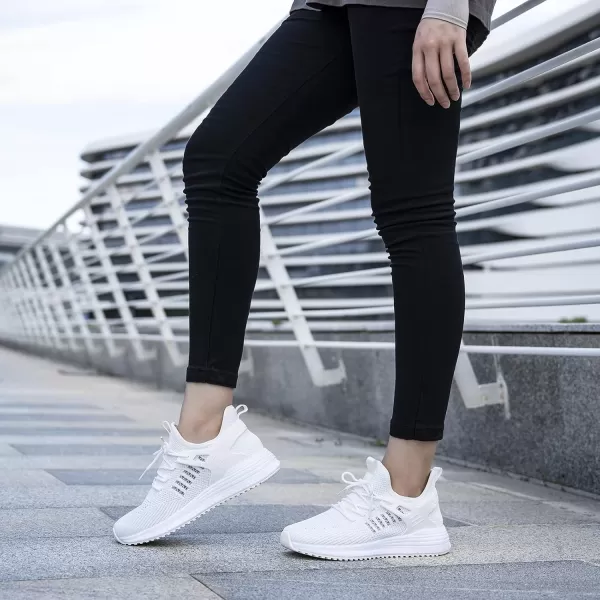 SDolphin Running Shoes Women Sneakers  Comfortable Memory Foam Lightweight Walking Tennis Workout Athletic ShoesAll Whitebreathable
