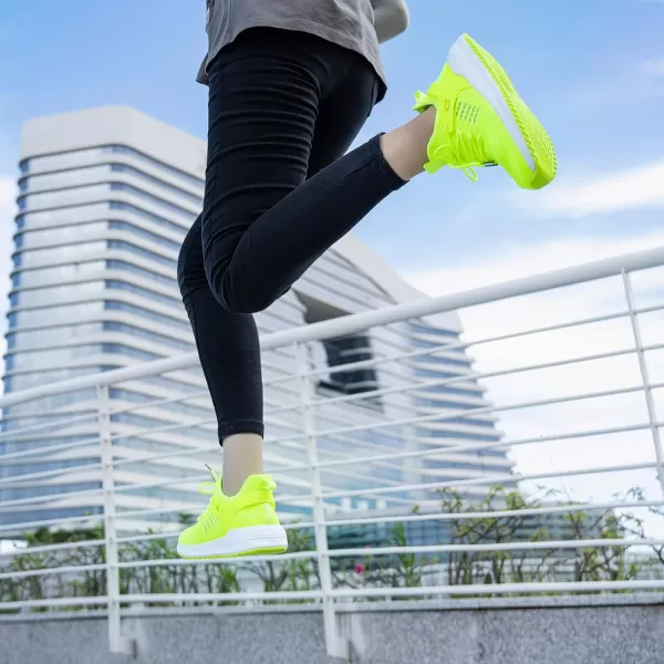 SDolphin Running Shoes Women Sneakers  Comfortable Memory Foam Lightweight Walking Tennis Workout Athletic ShoesLime Greenbreathable