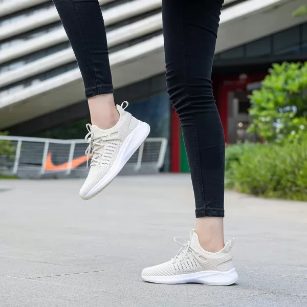 SDolphin Running Shoes Women Sneakers  Comfortable Memory Foam Lightweight Walking Tennis Workout Athletic ShoesNew Beige