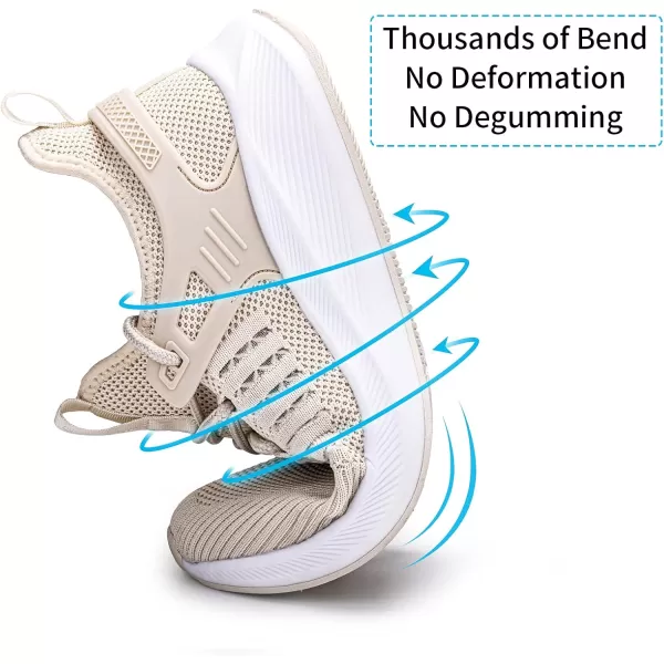 SDolphin Running Shoes Women Sneakers  Comfortable Memory Foam Lightweight Walking Tennis Workout Athletic ShoesNew Beige