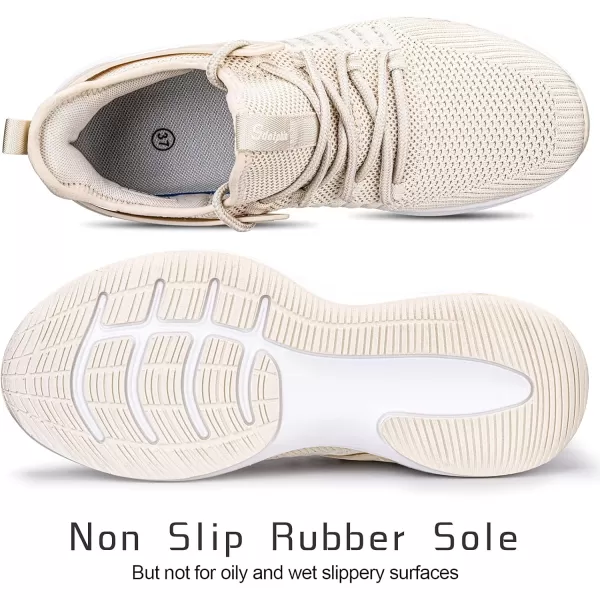 SDolphin Running Shoes Women Sneakers  Comfortable Memory Foam Lightweight Walking Tennis Workout Athletic ShoesNew Beige