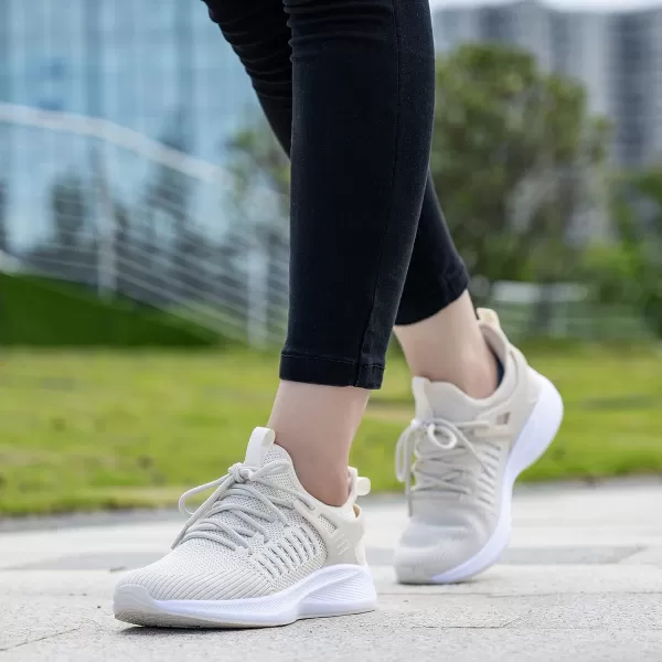 SDolphin Running Shoes Women Sneakers  Comfortable Memory Foam Lightweight Walking Tennis Workout Athletic ShoesNew Beige