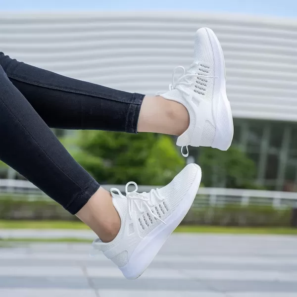 SDolphin Running Shoes Women Sneakers  Comfortable Memory Foam Lightweight Walking Tennis Workout Athletic ShoesNew White