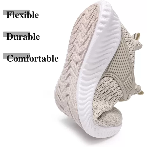 Womens Workout Walking Shoes  Womens Tennis Running Sneakers Non Slip Gym Jogging Mesh Breathable Comfortable Shoes Beige Size 85