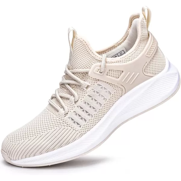 SDolphin Running Shoes Women Sneakers  Comfortable Memory Foam Lightweight Walking Tennis Workout Athletic ShoesNew Beige