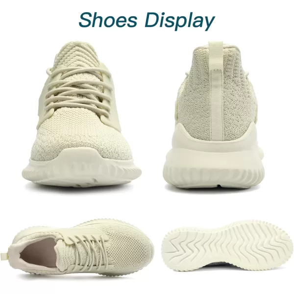 imageWomens Breathable Knit Sneakers with Ankle Protection NonSlip MD SolesBeige