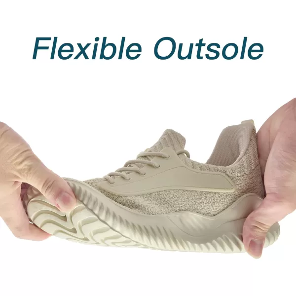imageWomens Breathable Knit Sneakers with Ankle Protection NonSlip MD SolesBeige
