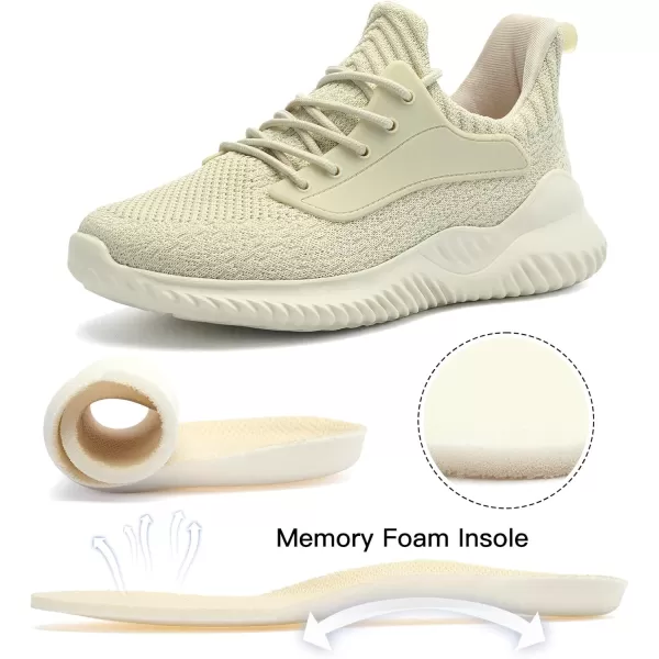 imageWomens Breathable Knit Sneakers with Ankle Protection NonSlip MD SolesBeige