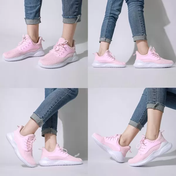 imageWomens Breathable Knit Sneakers with Ankle Protection NonSlip MD SolesPink