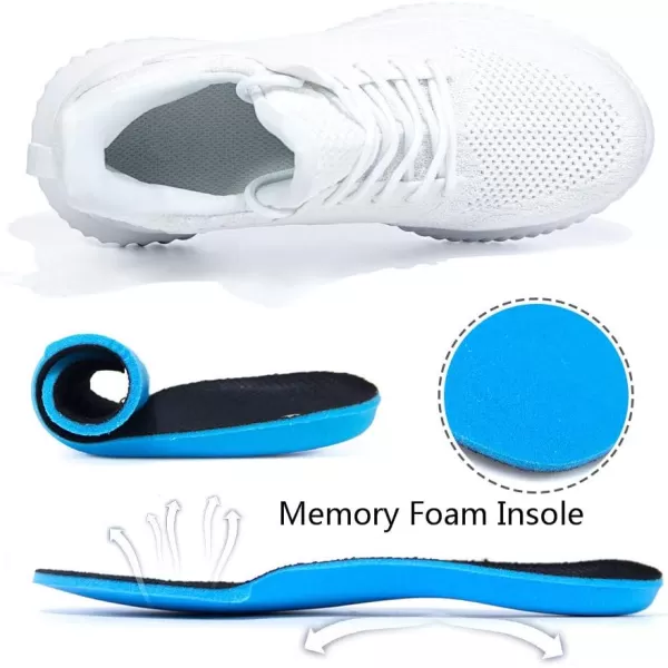 imageWomens Breathable Knit Sneakers with Ankle Protection NonSlip MD SolesWhite