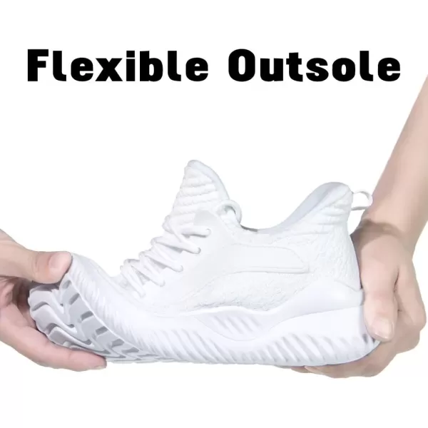 imageWomens Breathable Knit Sneakers with Ankle Protection NonSlip MD SolesWhite