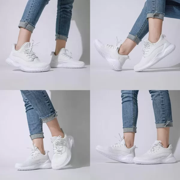 imageWomens Breathable Knit Sneakers with Ankle Protection NonSlip MD SolesWhite