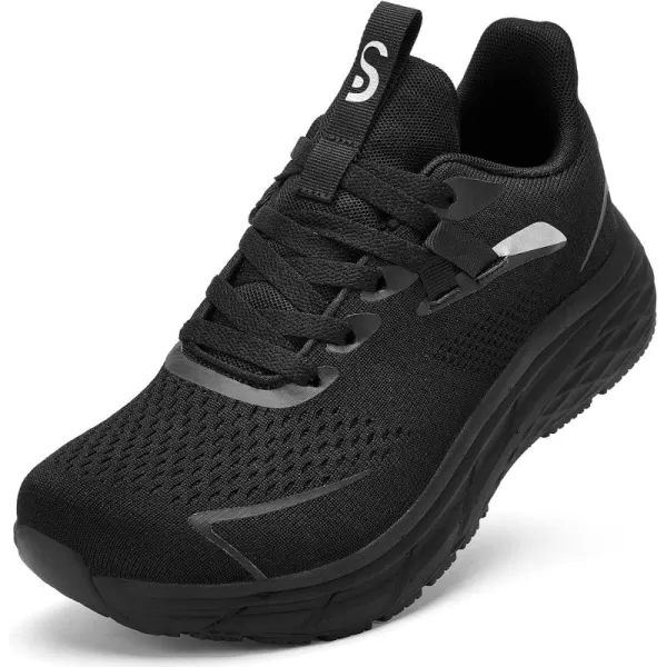 imageSDolphin Mens Athletic Sneakers Black Lightweight Breathable MeshAll Black