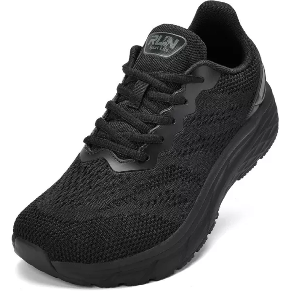 imageSDolphin Mens Running Shoes Mesh Knit Upper LaceUp Closure Lightweight MidsoleAll Black