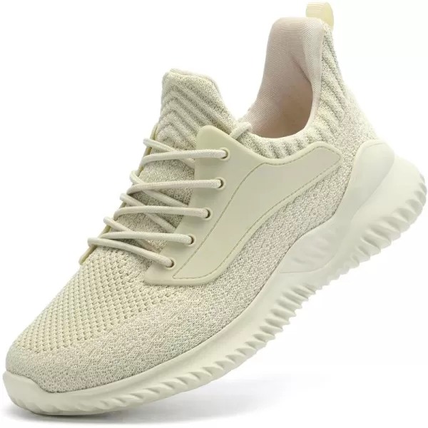 imageWomens Breathable Knit Sneakers with Ankle Protection NonSlip MD SolesBeige