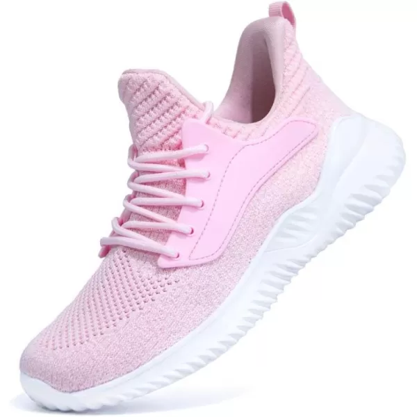 imageWomens Breathable Knit Sneakers with Ankle Protection NonSlip MD SolesPink