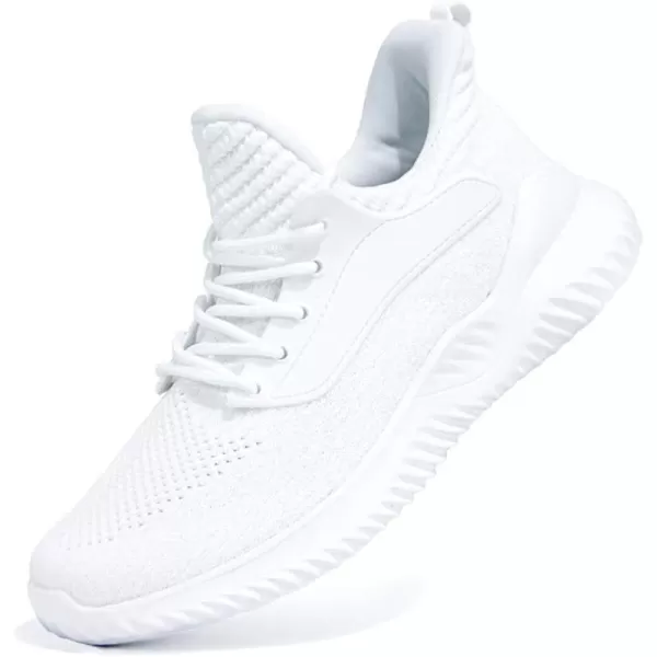 imageWomens Breathable Knit Sneakers with Ankle Protection NonSlip MD SolesWhite