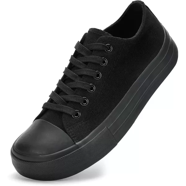 imageMens LowTop Canvas Sneakers LaceUpAll Black
