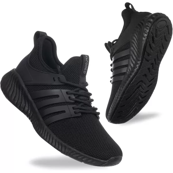 imageSDolphin Mens Mesh Athletic Sneakers Laceup BreathableAll Black