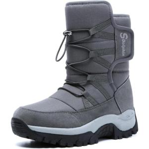 imageMens Waterproof Winter Snow Boots Lightweight Warm Faux Fur LinedGrey