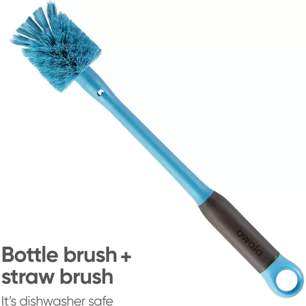 Owala 2in1 Water Bottle Brush Cleaner and Water Bottle Straw Cleaner Brush Water Bottle Brush with Removable Head and Twist n Hide Straw Brush Smokey BlueBrush  Bottle Boot  Grey