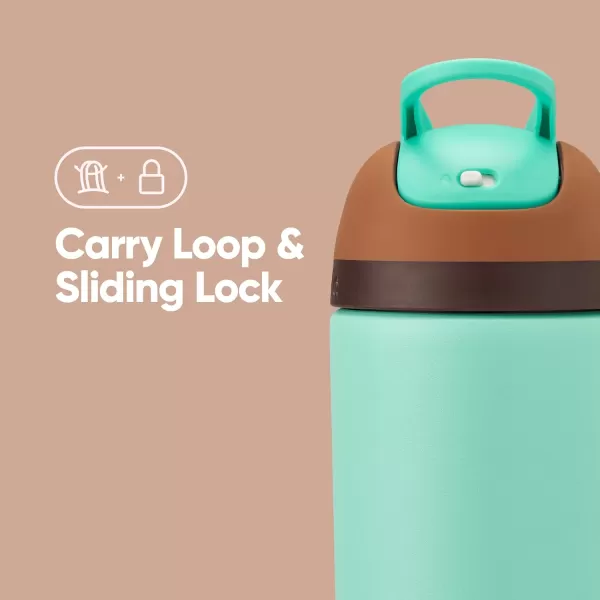 Owala Kids Flip Insulated StainlessSteel Water Bottle with Straw and Locking Lid 14Ounce BrownTeal Mint Chocolate ChipBrown  Teal