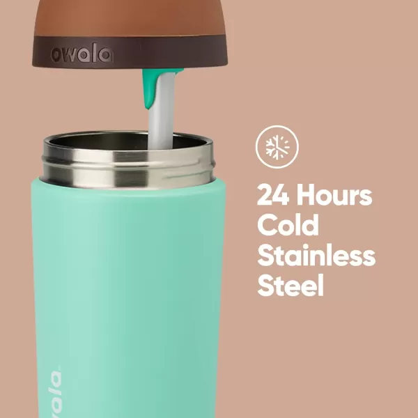 Owala Kids Flip Insulated StainlessSteel Water Bottle with Straw and Locking Lid 14Ounce BrownTeal Mint Chocolate ChipBrown  Teal