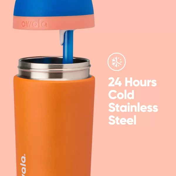 Owala Kids Flip Insulated StainlessSteel Water Bottle with Straw and Locking Lid 14Ounce BrownTeal Mint Chocolate ChipOrange  Blue