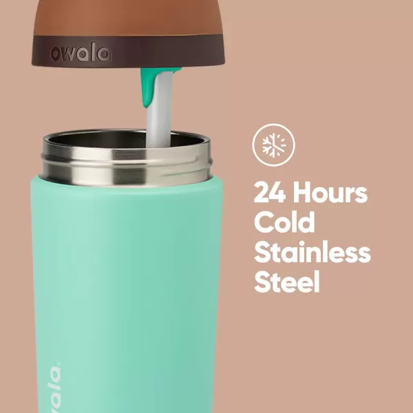 Owala Kids Flip Insulated StainlessSteel Water Bottle with Straw and Locking Lid 14Ounce BrownTeal Mint Chocolate ChipOrange  Blue