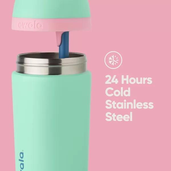 Owala Kids Flip Insulated StainlessSteel Water Bottle with Straw and Locking Lid 14Ounce BrownTeal Mint Chocolate ChipTeal  Pink