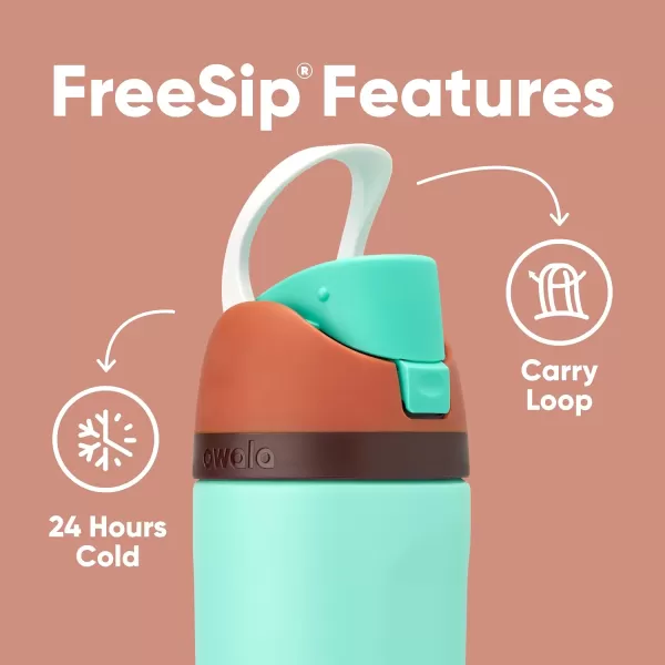 Owala Kids FreeSip Insulated Stainless Steel Water Bottle with Straw BPAFree Sports Water Bottle Great for Travel 16 oz Mint ChocolateMint Chocolate Chip