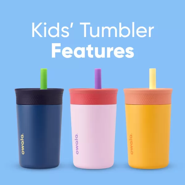 Owala Kids Insulation Stainless Steel Tumbler with Spill Resistant Flexible Straw Easy to Clean Kids Water Bottle Great for Travel Dishwasher Safe 12 Oz Peach and Yellow PicnicYellow  Peach