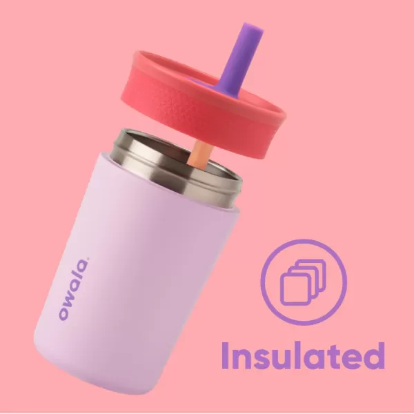 Owala Kids Insulation Stainless Steel Tumbler with Spill Resistant Flexible Straw Easy to Clean Kids Water Bottle Great for Travel Dishwasher Safe 12 Oz Peach and Yellow PicnicNavy  Blue