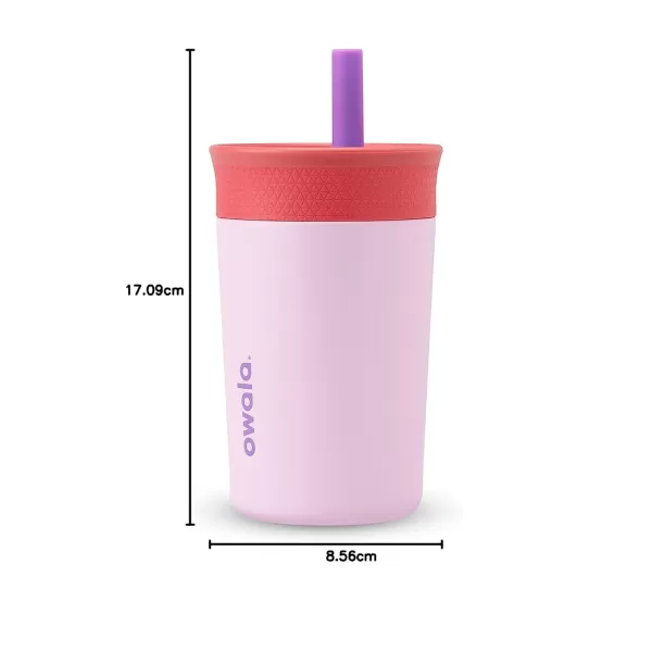 Owala Kids Insulation Stainless Steel Tumbler with Spill Resistant Flexible Straw Easy to Clean Kids Water Bottle Great for Travel Dishwasher Safe 12 Oz Peach and Yellow PicnicPurple  Pink