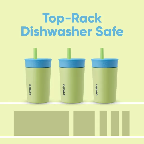 Owala Kids Insulation Stainless Steel Tumbler with Spill Resistant Flexible Straw Easy to Clean Kids Water Bottle Great for Travel Dishwasher Safe 12 Oz Peach and Yellow PicnicBlue and Light Green